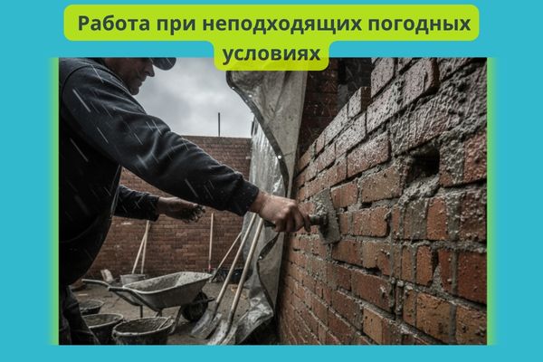 Работа при неподходящих погодных условиях с клеем для кирпича фото